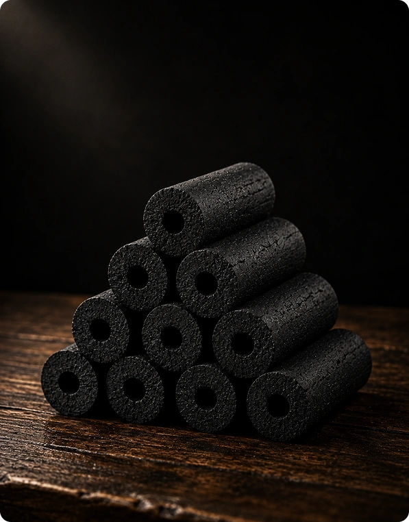 Finger Cylinder shaped charcoal briquette