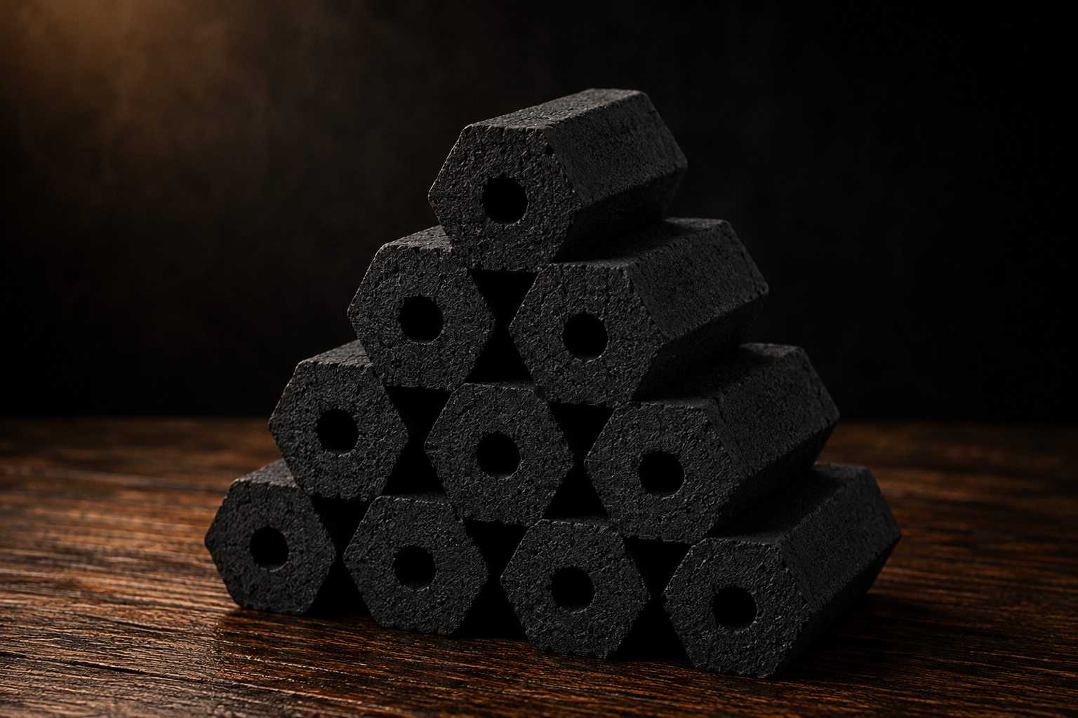 Hexagonal shaped charcoal briquette