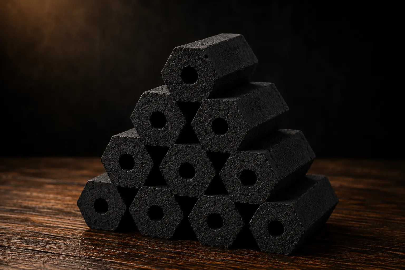 Hexagonal shaped charcoal briquette